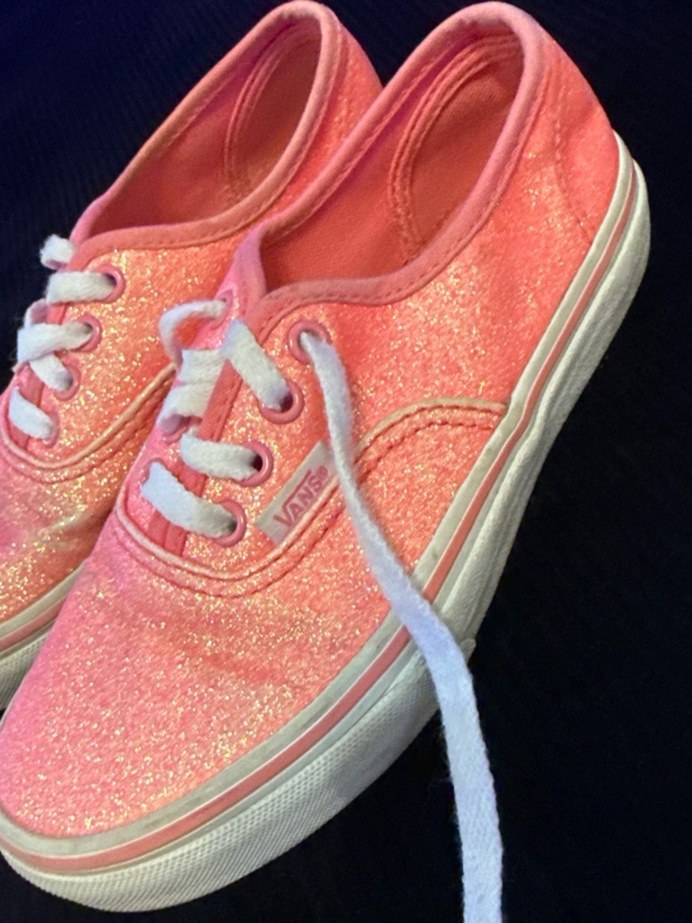 Vans Coral Pink Glitter Low-Top Sneakers